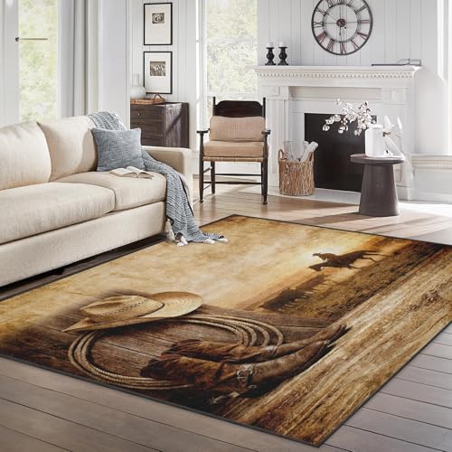 Tapete lavable estilo vaquero 5'x7' con respaldo antideslizante miniatura 1