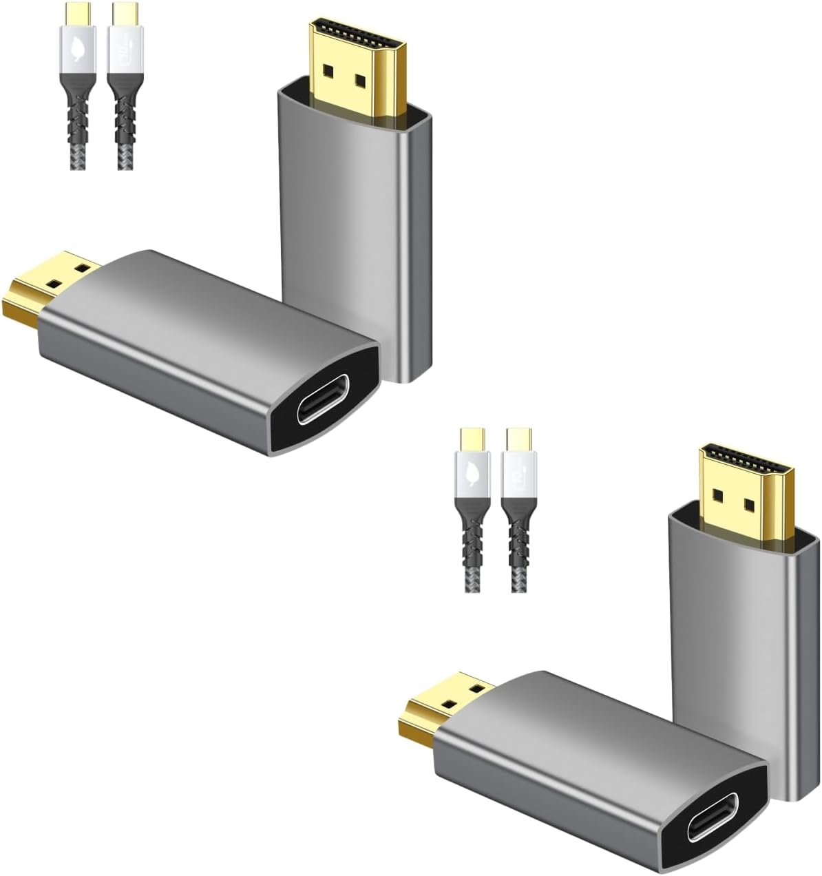 USB C Female to HDMI Male Adapter with USB Video Cable, 4K@60Hz Uni-Directional USB Type C Source to HDMI 2.0 Display Converter Thunderbolt 3/4 to HDM-I for i-/Phone 17 MacBok Pro/Air, Galaxy - 2 Pack