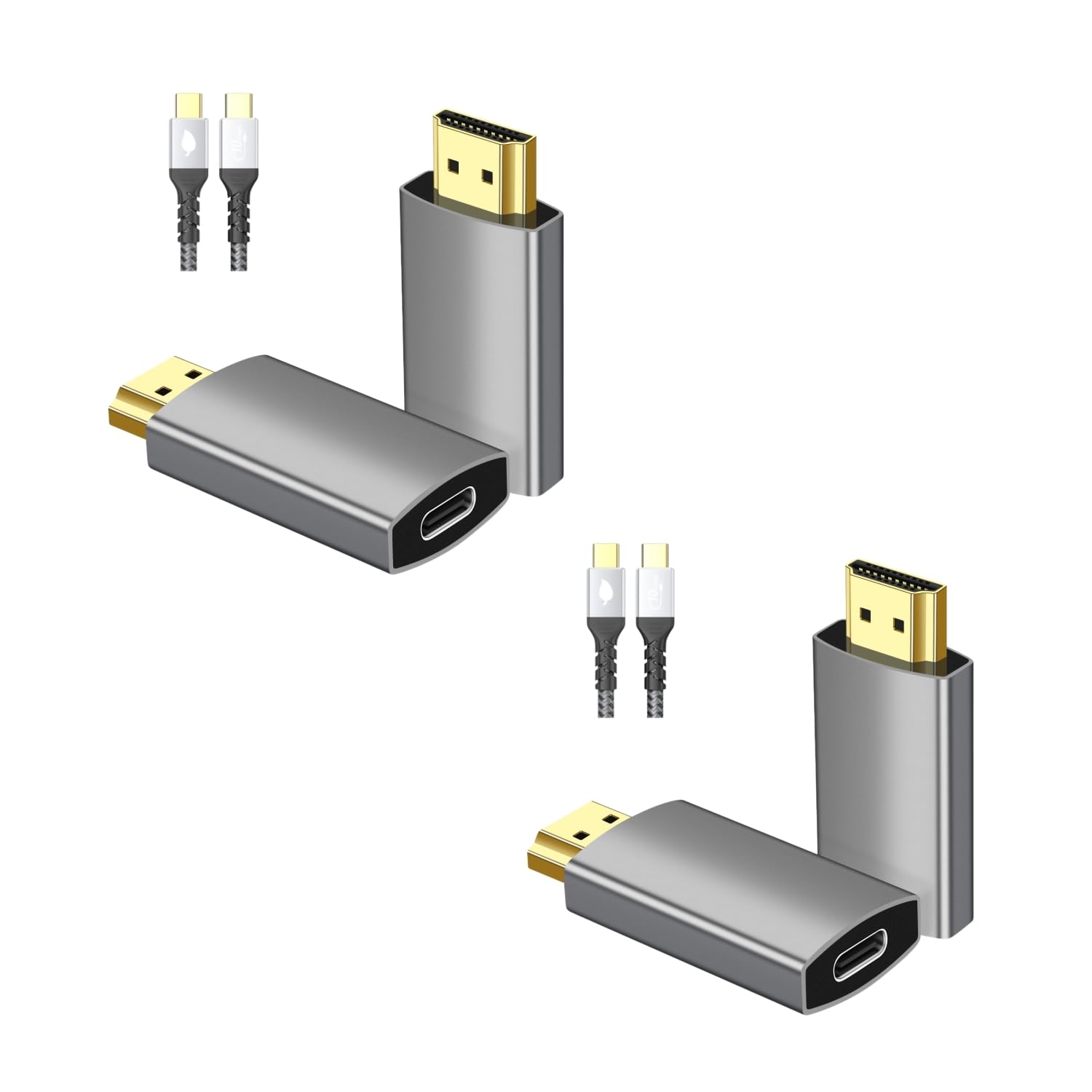 Lot de 2 adaptateurs USB C femelle vers HDMI mâle avec câble vidéo USB, 4K @ 60 Hz, source USB de type C unidirectionnel vers HDMI 2.0, convertisseur Thunderbolt 3/4 vers HDMI pour i-/Phone 17 MacBok