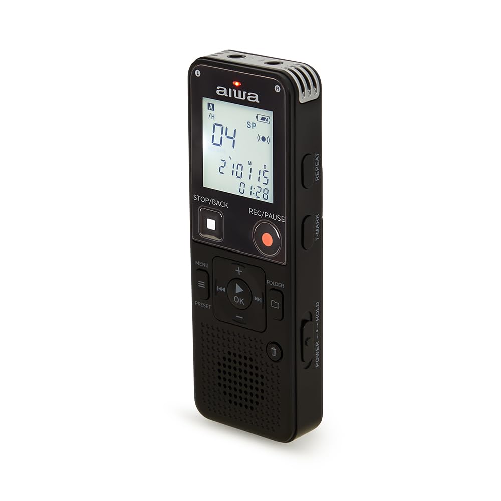 AIWA DVR-A600. Cyfrowy dyktafon z mikrofonem stereo i wbudowaną pamięcią 16 GB. Kolor czarny