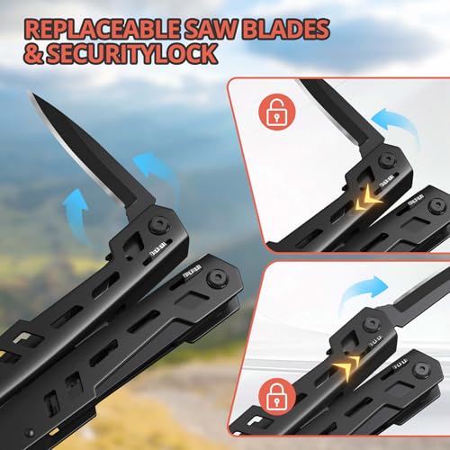 Multitool 17-in-1 Stainless Steel Multi Tool with Pocket Knife Needle Nose Pliers Bottle Opener Screwdriver Self-Locking Professional Multi-Tool for Outdoor Survival Gifts for Men(Black) - Image 5