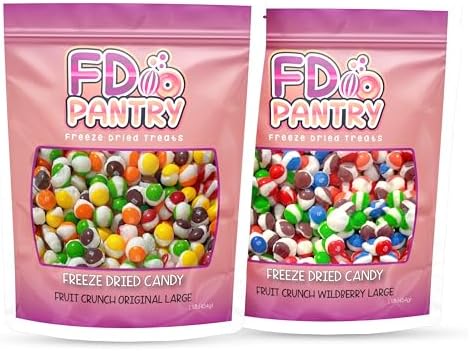 Freeze Dried Candy Variety Pack | 2 Pack, 2 Pound - Original Rainbow & Wildberry Fruit Crunch Combo Bundle, 32oz Total Assorted Freeze-Dried Candies