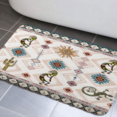JAWO Ethnic Tribal Bathroom Rug 16x24in Blue