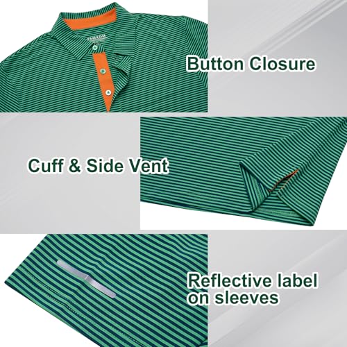 Image of Golf Shirts for Men - Dry Fit Moisture Wicking Short Sleeve Performance Sport Casual Striped Collared Mens Polo Shirt