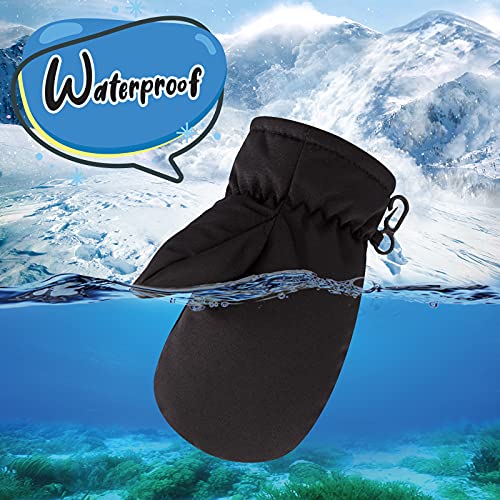 Poximi Winter Toddler Snow Gloves Baby Boys Waterproof Gloves For Girls Warm Mittens Fleece Ski Mittens For Outdoor Sports (Black, 2-4T) #TOP1