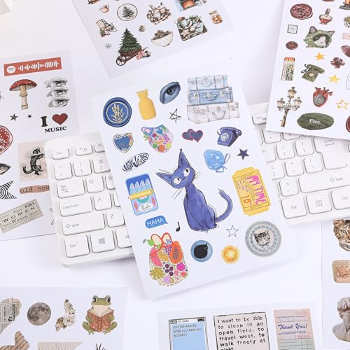 Image of Girl's Korean Sticker Book, Food and Daily Life Theme - 1300+ Cute Dream Style Foodie Stickers, for DIY Scrapbooking Journaling Handbook Decoration Blue