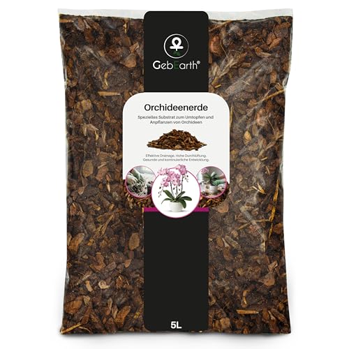 GebEarth - Orchideenerde, Substrat für Orchideen 5 Liter 【Professionelle Erde für alle Orchideen】