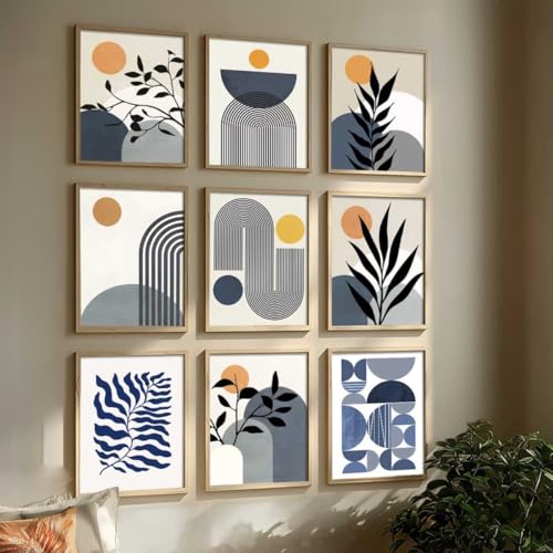 Image of kotart Aesthetic Boho Art Home Decoration Painting | Boho Paintings With Frame For Living Room Bed Room Hotel Wall Decor Digital Reprint Set of 9 (10X13 inch)
