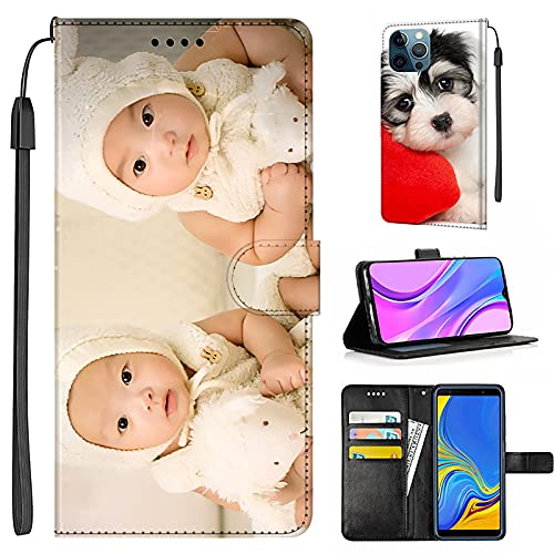 customgift iPhone 11 12 Pro Max Case PU Leather Shockproof Flip Folio Leather Wallet Case Cover, Card Slots Kickstand Shockproof TPU Phone Case for iPhone Xr X Xs Max, 7 8plus, Make Your Own Gifts