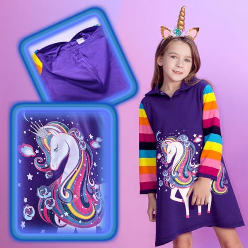 VIKITA Girls Dresses Pink Winter Clothes Sparkling Long Sleeve Hoodie for Little Kids 2-12 Years Valentine's Day Gifts4