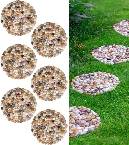 Qualdout 12 Inch Round River Rock Stepping Stones