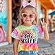 Big Sister Kinder T-Shirt Baby Ankündigung für Mädchen Top Sommer Kurzarm Kleinkind Hemd Niedliches Mädchen Tees Baumwolle Geschwister Kinderkleidung(Grünlich-gelb,4-5Jahre)