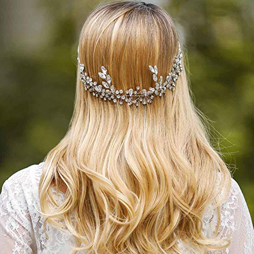Jovono Bride Wedding Hair Vine Bridal Hair Accessories Headband with Rhinestone for Women and Girls (Silver)