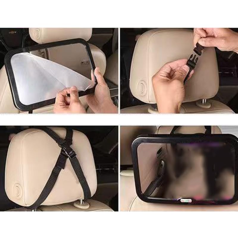 Espejo para asiento de coche Espejo retrovisor for coche Citroen C3 Picasso 2008-2013, espejo retrovisor de seguridad ajustable irrompible for asiento trasero de coche, accesorios for coche(B)