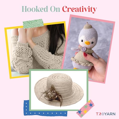 Image of TROYARN Summer (2- Skeins Pack) Silk Effect Hand Knitting Yarn Crochet Art Lace Craft 100% Microfiber Acrylic 2x100 gr (2x383 yds) (105368 - Beige Canvas)