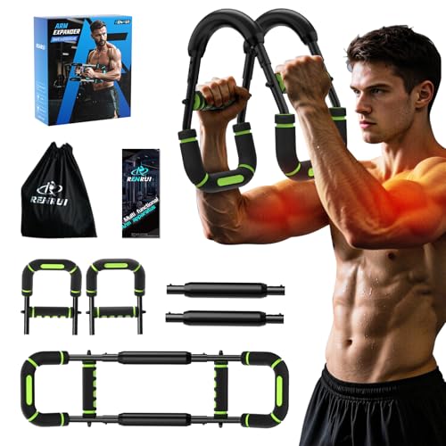 Twister Arm Trainer, Adjustable 5 Resistance Levels (40-130 lbs) Chest & Arm Workout Equipment for Men & Women, Ergonomic Home Gym Strength Trainer with Anti-Slip Handles & Carry Bag (Green&Black)