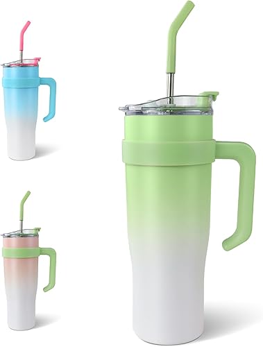 SEYGM - Vaso aislado de 40 onzas con asa a prueba de derrames, botella de agua, taza de café, taza de viaje para automóvil, oficina, deporte, bebida disponible en Yaxa Peru