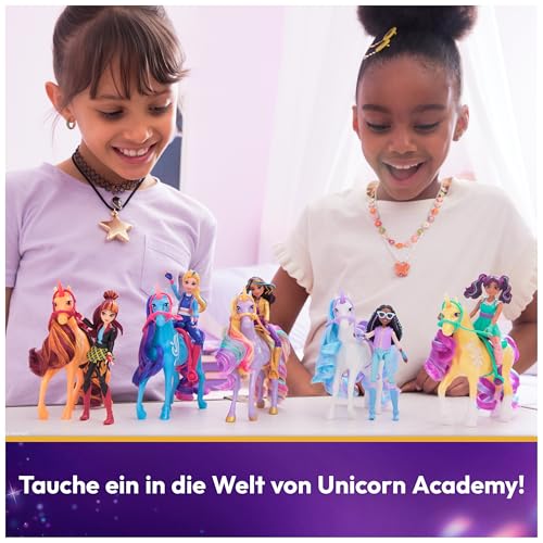Unicorn Academy - Sophia und Licht-Magie Wildstar Set, ca. 12 cm Originalfiguren zur Netflix Serie, mit Mähne, Schweif sowie magischer Leuchtfunktion und Regenbogensternen, ab 4 Jahren