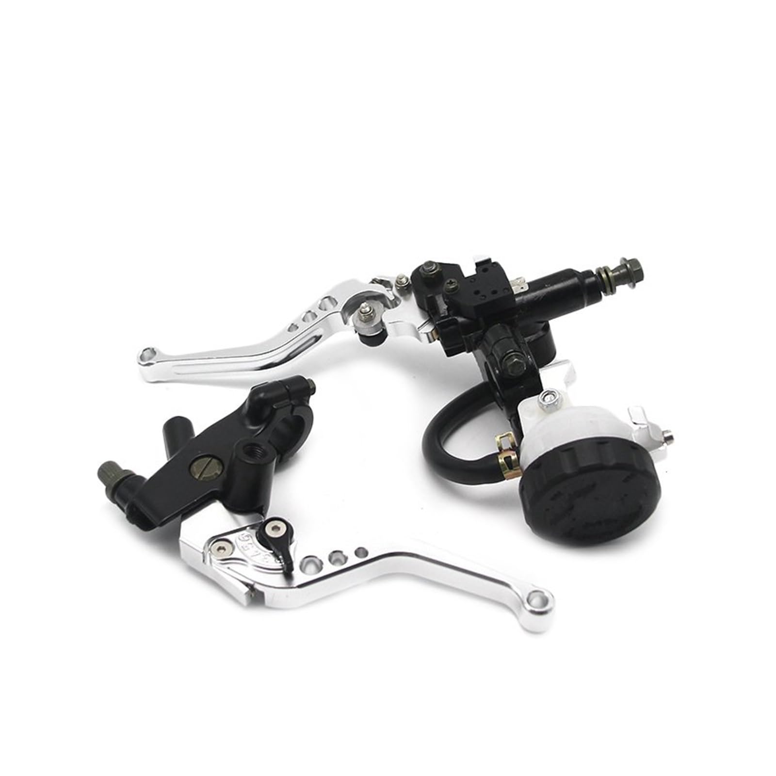Iukmr Silver Set Motorcycle Clutch Brake Lever 7/8" 22Mm Motorcycle Clutch Brake Master Cylinder Reservoir Levers Kit Fluid Set(Silver Set)
