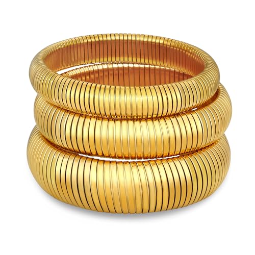 BONJOULRY �S�[���h�o���O���u���X���b�g ���f�B�[�X �`�����L�[�X�g���b�` 18K�S�[���h���b�L �X�e�����X�X�`�[�� �����N�`�F�[���o���O�� �t���L�V�u�����C�h���X�g�o���h�u���X���b�g�Z�b�g 3�Z�b�g 12mm/16mm/20mm �S�[���h, 6