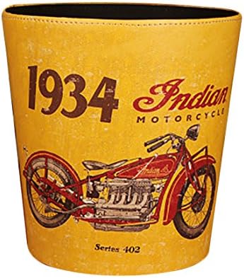 Wastebasket, GTKRTU PU Leather European Style Retro Trash Can Waste Paper Basket Waste Can Wastebin Dustbin Garbage Bin Without Lid - Motorcycle Pattern