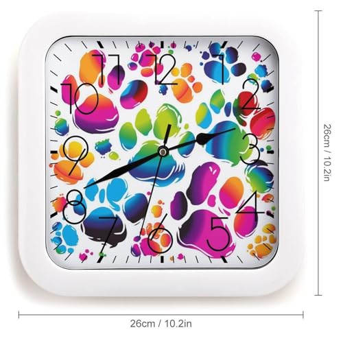 Horloge murale colorée avec pattes de chien silencieuse 25cm pour déco cuisine et salon - 3