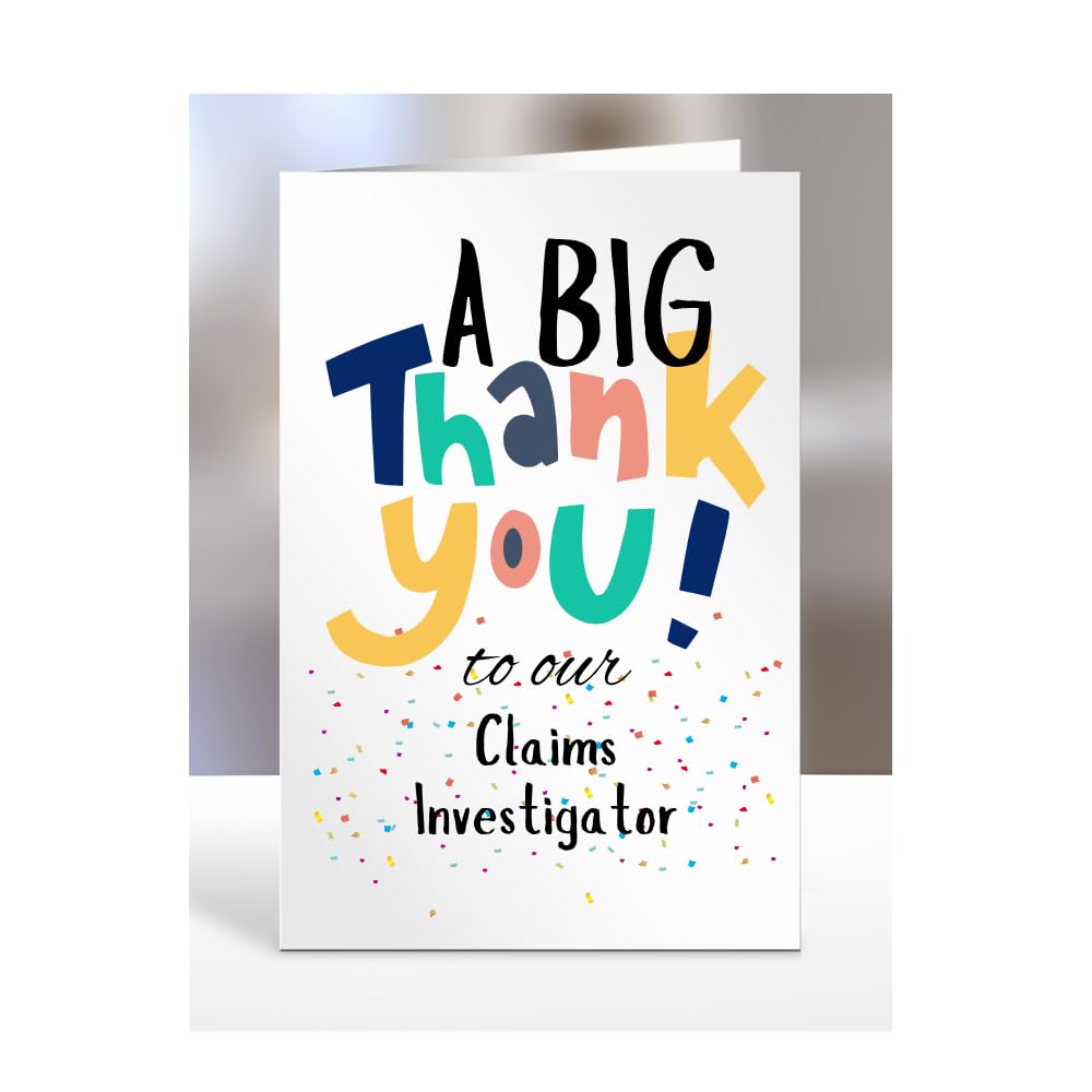 A big thank you our Claims Investigator, Card for Men, Women, Presents for Christmas, Female, Male, Him, Her, Thankyou, Greetings cards, A5-263a_149