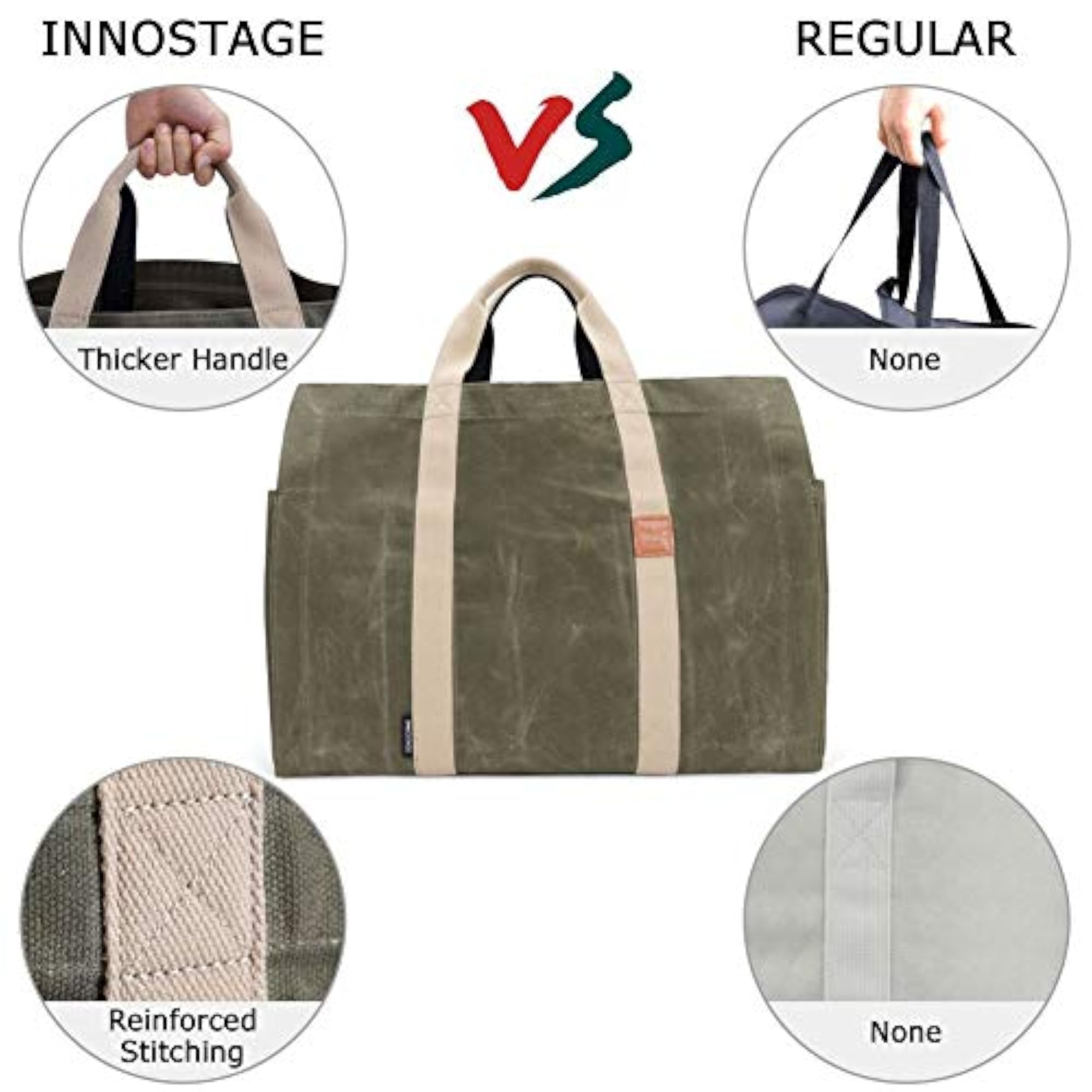 22oz Waxed Canvas Firewood Carrier Tote