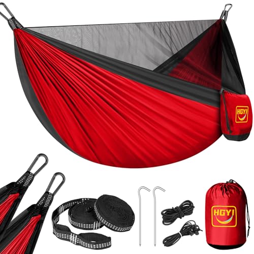 Image of Camping Hammock Mosquito Net,Double & Single Portable Hammocks Hammocks with 2 Tree Straps,Hammock Tent for Travel Camping,Camping Accessories for Indoor Outdoor Hiking Backpacking Backyard Beach