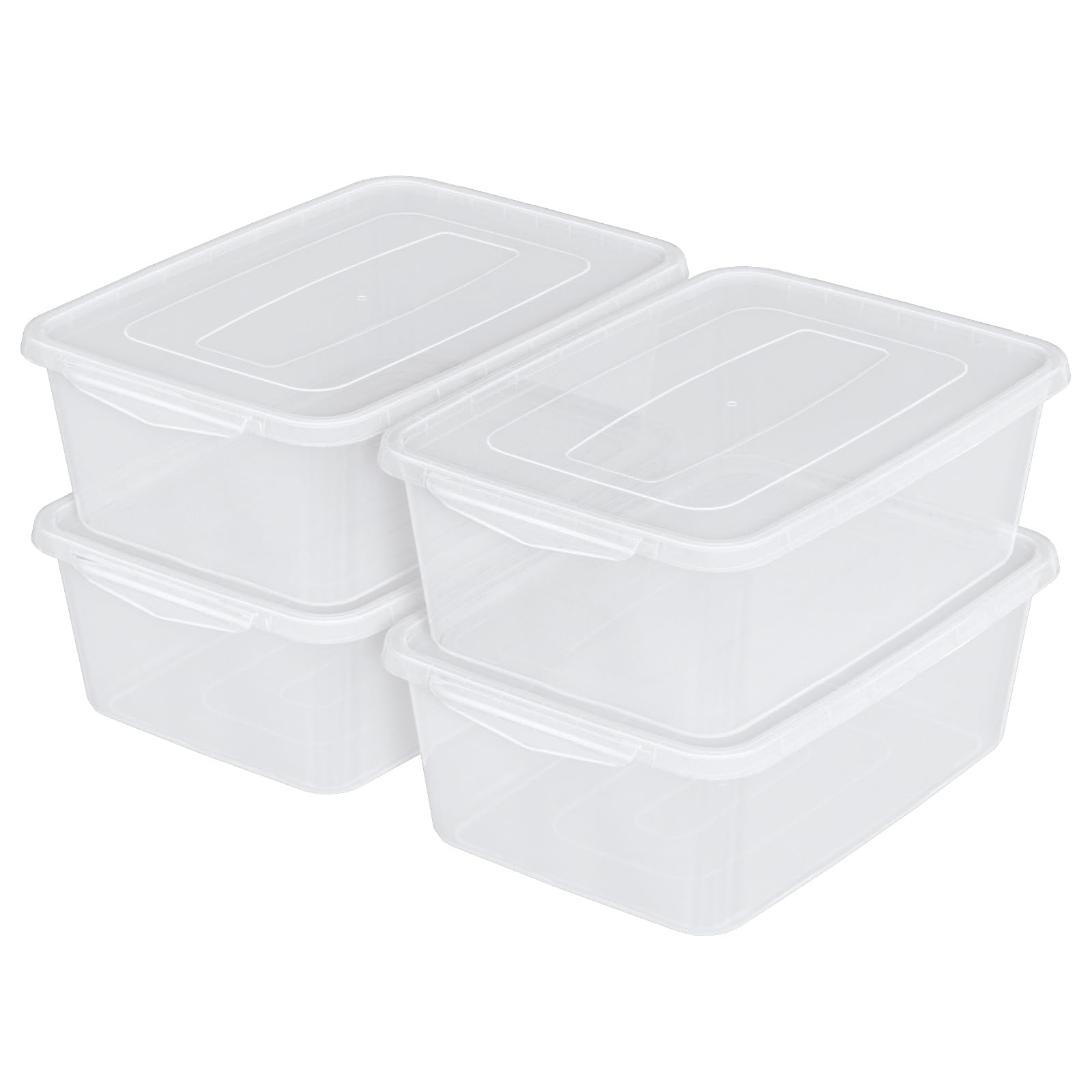 Sandmovie 14 Quart Latch Containers with Lid, Clear Latching Box, 4 Packs