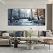 yiijeah Large Wall Art for Living Room - Canvas Framed Artwork for Bedroom Mountain Forest Landscapes Village Bridge Prints Modern Wall Decor - 86x39 Inches