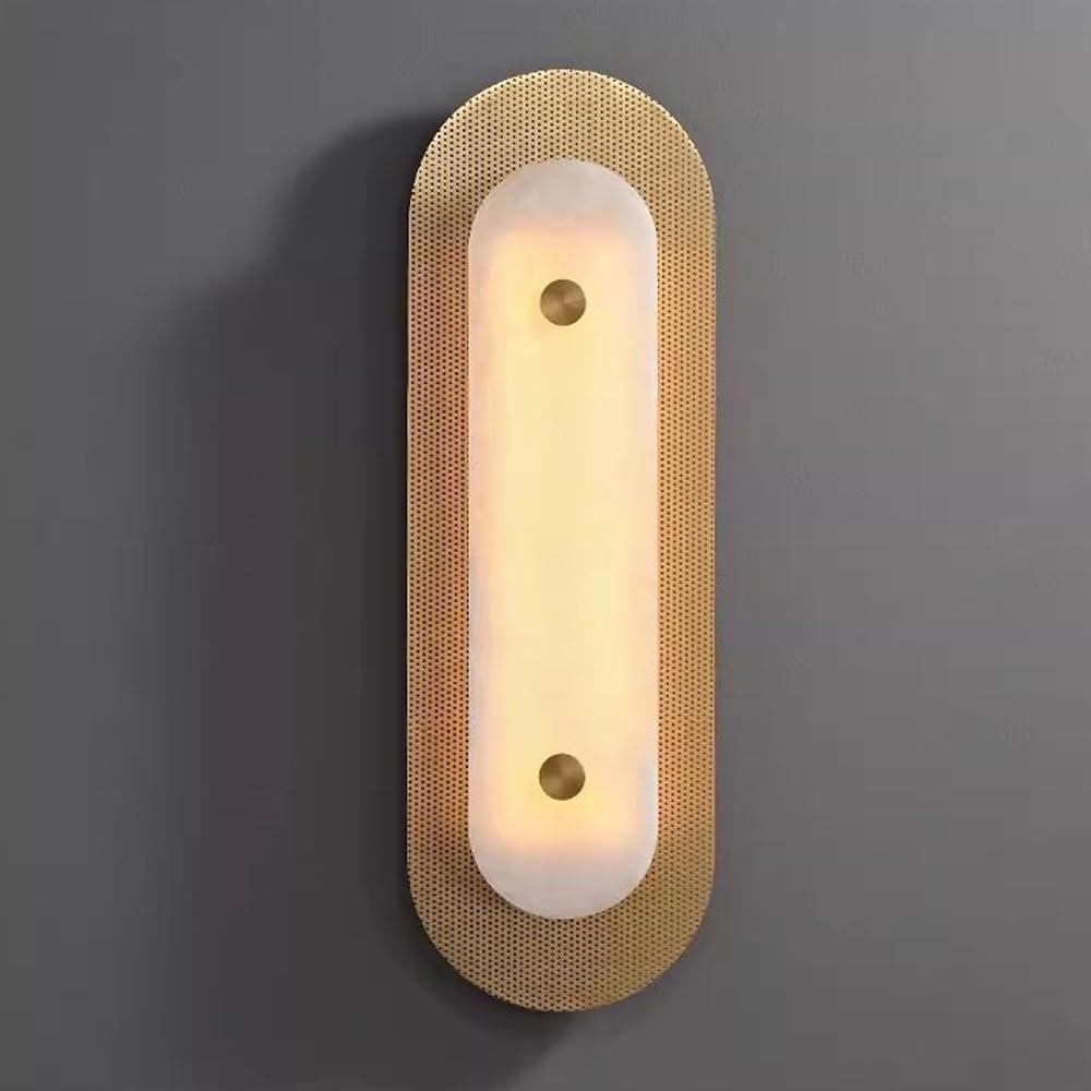 XYBZJP 23.6in Natural Stone LED Warm Light Wall Sconce, Modern Industrial Alabaster Wall Lamp, Hard Wiring Connection Indoor Wall Light, Bedroom Dining Room Dressing Table Decorative Light Fixtures