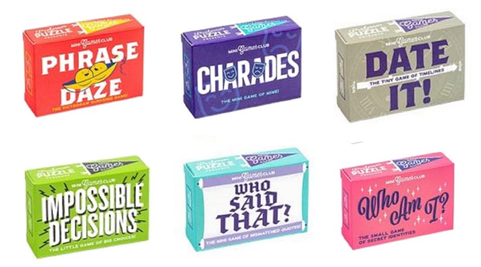 Set of 6 assorted mini games in a Matchbox - great travel size entertainment or Christmas Cracker Filler