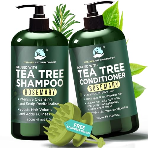 Rosemary Shampoo and Conditioner Set Infused with Tea Tree & Rose...