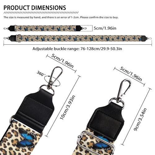 Image of Talayituse Butterfly Leopard Print Shoulder Strap Wide Purse Bag Strap Adjustable Replacement Belt Luggage Crossbody Shoulder Bag Strap for Women Girls