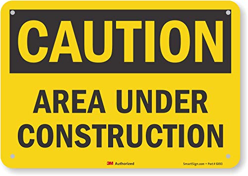 Image of "Caution - Area Under Construction" Sign by SmartSign | 7" x 10" 3M Reflective Aluminum