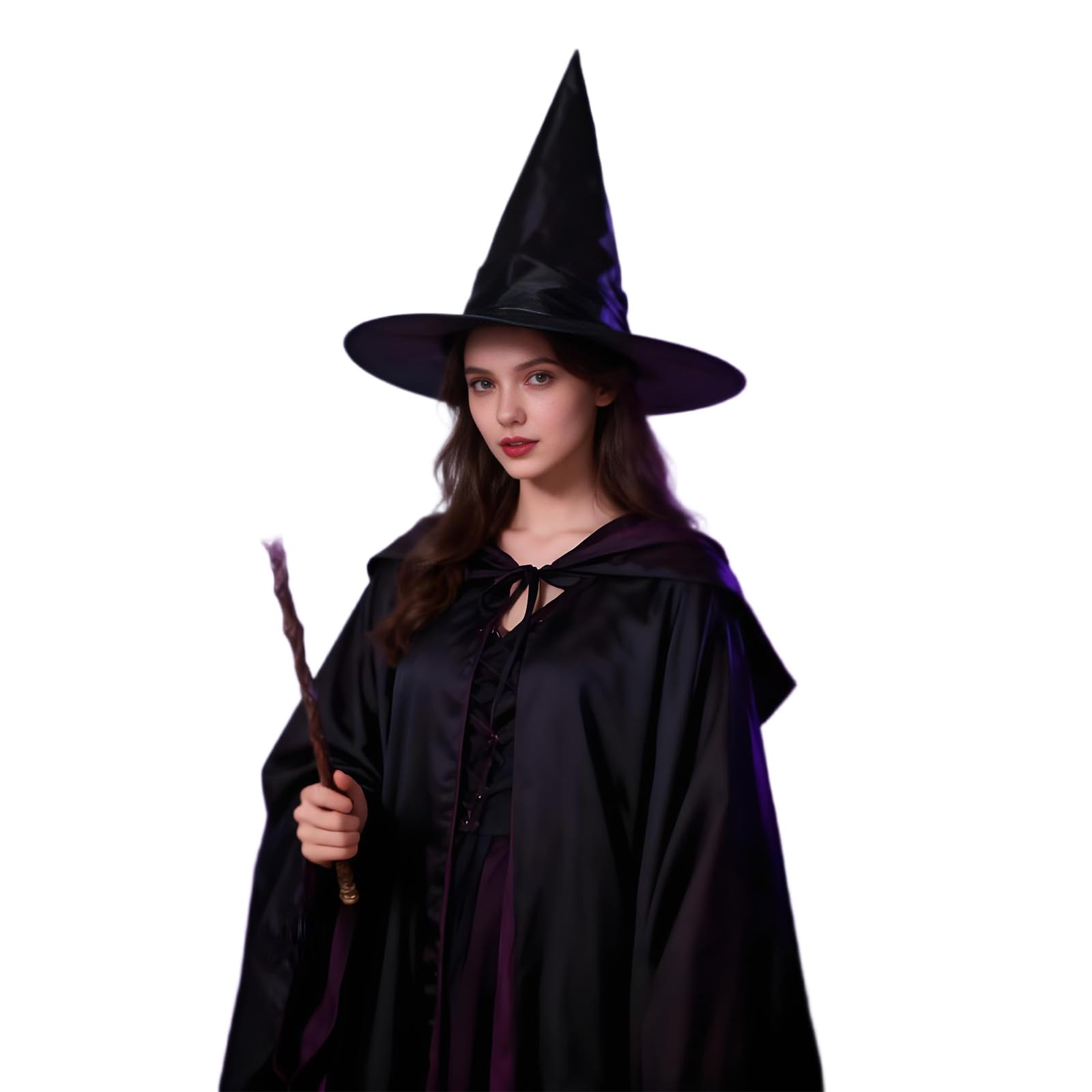 AYZDJ 2 Pack Adult Black Pointed Witch Hat, Soft Breathable Wide Brim Headwear - Image 4