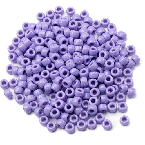 Image of Gxueshan 1000 Pcs Acrylic Plastic White Pony Beads 6x9mm Bulk Kandi Beads for Friendship Bracelet Necklace Jewelry Making Pens Hair Braiding Kit (Violet blue2)