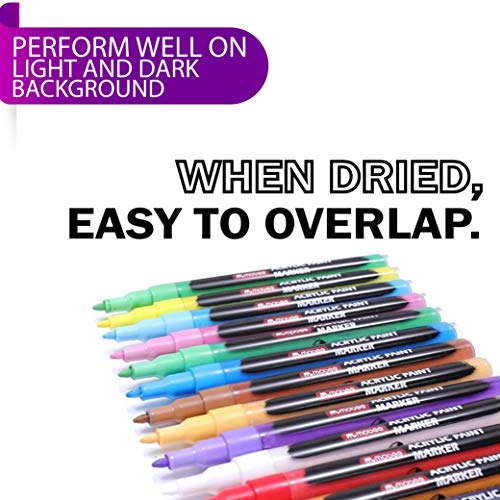 Mattkane 20 Pack Glass/ Wood Paint Acrylic Marker 0.7Mm Extra-Fine Colors For Drawing Diy, Metal, Stone, Plastic, Paper, Shoes, Clothes #TOP5