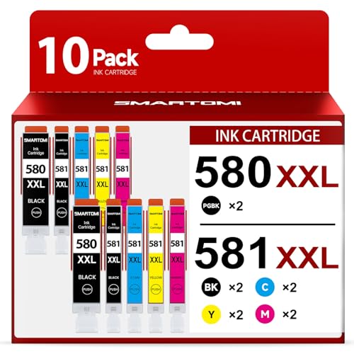 PGI-580 CLI-581 XXL Kompatible für Canon Druckerpatronen 580 581 für Canon TR8550 Druckerpatronen für Pixma TR8550 TR7550 TR7500 TS705 TS6350 TS6150 TS9550 TS6250 TS8250 (10er-Pack)