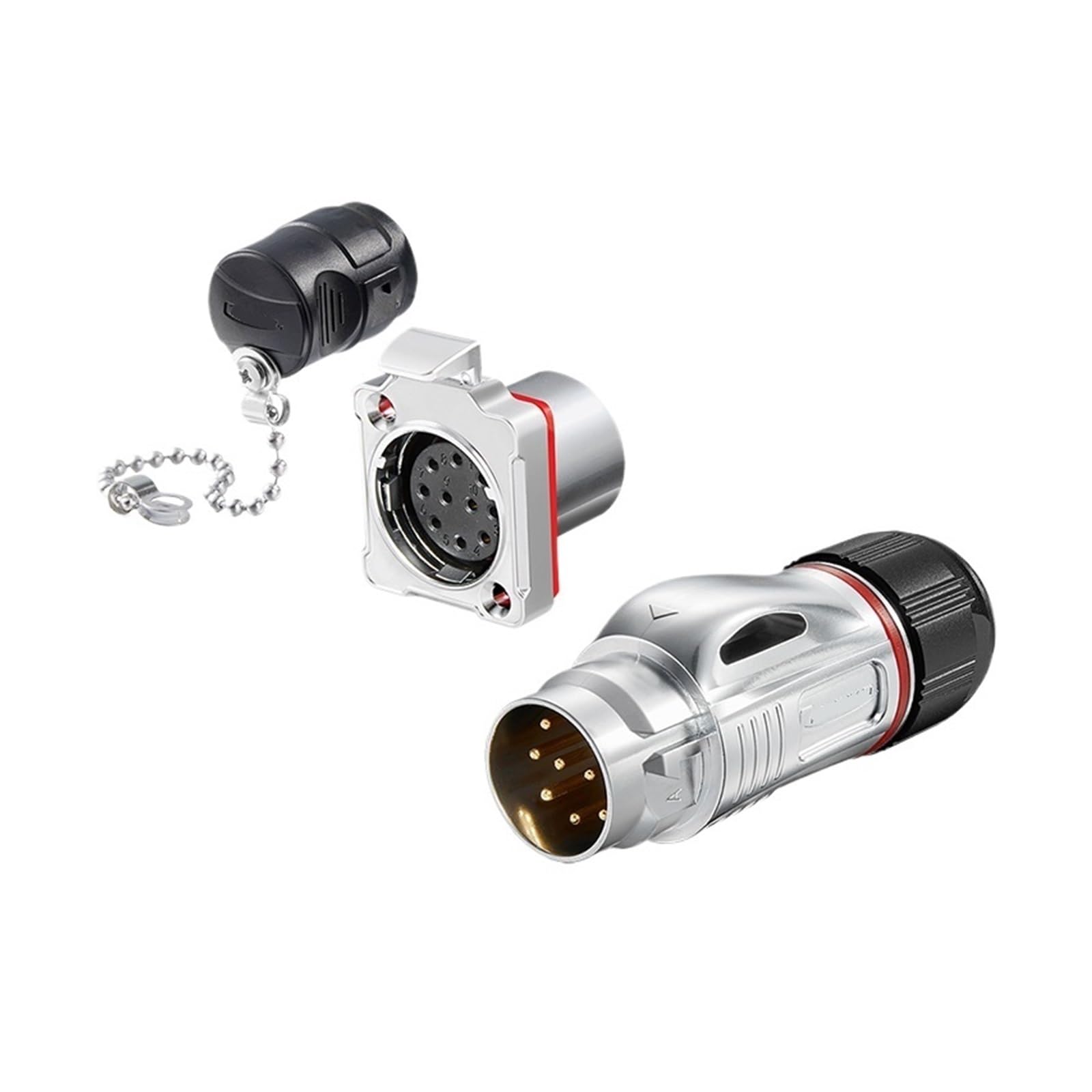 QAZXSEMUI BD24 Metal Aviation Plug Socket 10-core Quick-plug Power Signal IP68 Industrial Connector(Flange formal wear)