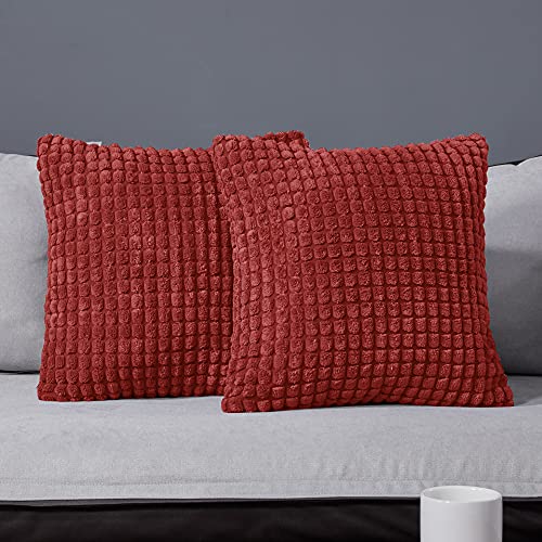 Deconovo Lot de 2 Housse de Coussin, pour Canapé, Chambre, Lit, Chaise et Décoration de Particules, sans Noyau d'oreiller, Design Moderne et élégant, 55x55CM, Rouge Foncé, 2Pièces