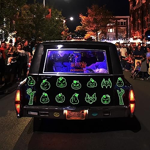Image of 21PCS Halloween Car Magnets Decorations - Magnetic Glow-in-The-Dark Bats Pumpkin Skeleton Hands, Garage Door Refrigerator Trunk or Treat Cruise Decor