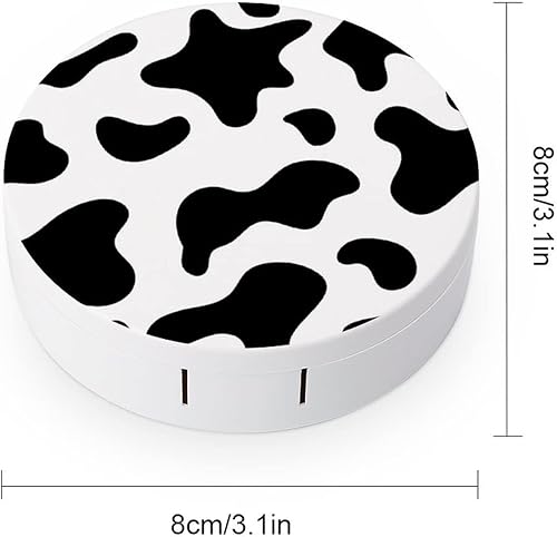 Miniatura 2 de Bagea-Ka Caja de lentes de contacto con estampado de vaca de piel de vaca, kit de cuidado de ojos, caja de espejo con pinzas removedor de