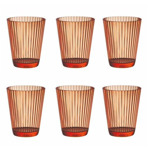 Livellara Bicchieri Acqua Infrangibili, Plastica Rigida, Lavabili, Set da 6, Bicchieri Colorati, Leggeri, Capacità 450 ml, Resistenti al Calore, per Acqua, Cocktail, Succhi di frutta