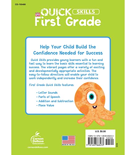 Carson Dellosa Quick Skills First Grade Workbook, Reading Comprehension, Language Arts, Math, and Writing Practice, Classroom or Homeschool Curriculum - Image 2