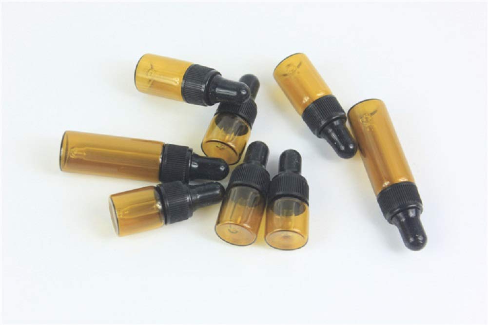 15Pcs Amber Glass Dropping Bottles 1ml 2ml 3ml 5ml Mini Essential Oil Dropper Bottles Empty Travel Sample Vials with Black Cap (5ml)