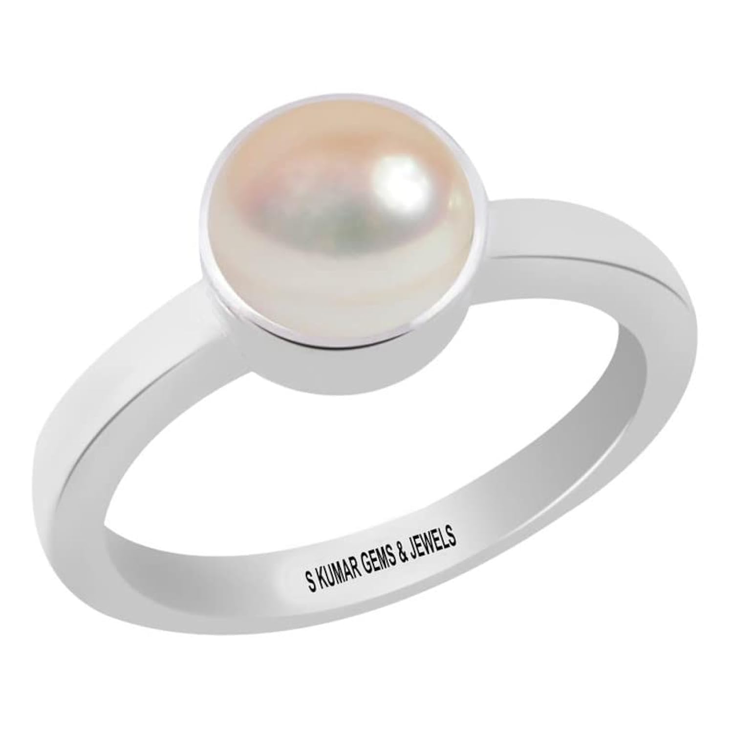 7.25 Ratti or 6.50 Ct Certified Natural Pearl (Moti) Gemstone/Birthstone/Rashi Ratan Silver Ring for Astrological Purpose