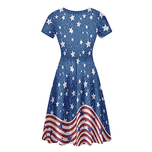 Image of Biyejit Women's Summer Casual Short Sleeve T-Shirt Swing Dress Crew Neck Plus Size S-4XL