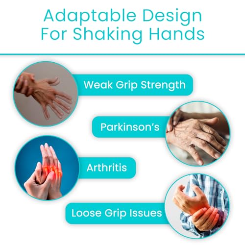 image for Vive Adaptive Utensil Set - Arthritis Aid Silverware for Parkinsons, H